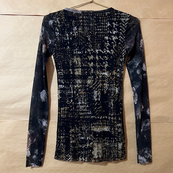 Fuzzi Jean Paul Gaultier Patchwork Mesh Top Long Sleeve Y2K Indie Sleaze Size XS - Picture 9 of 10